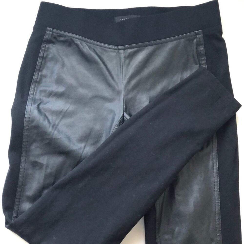 Faux Leather Panel Black Leggings Size S